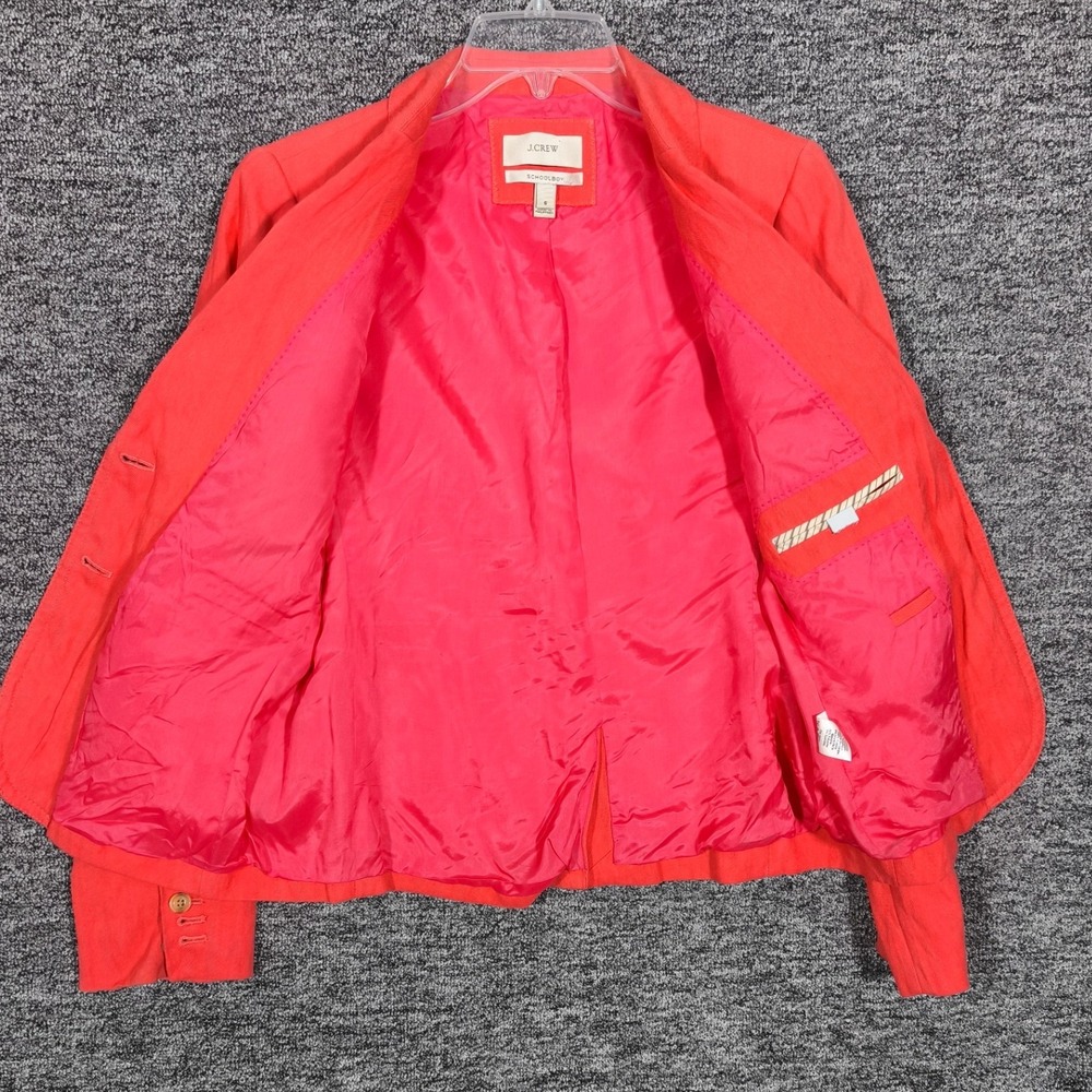 J.Crew Schoolboy Blazer Coral Pink Herringbone Metallic Jacket Style 37852 Sz 6 - Picture 6 of 9